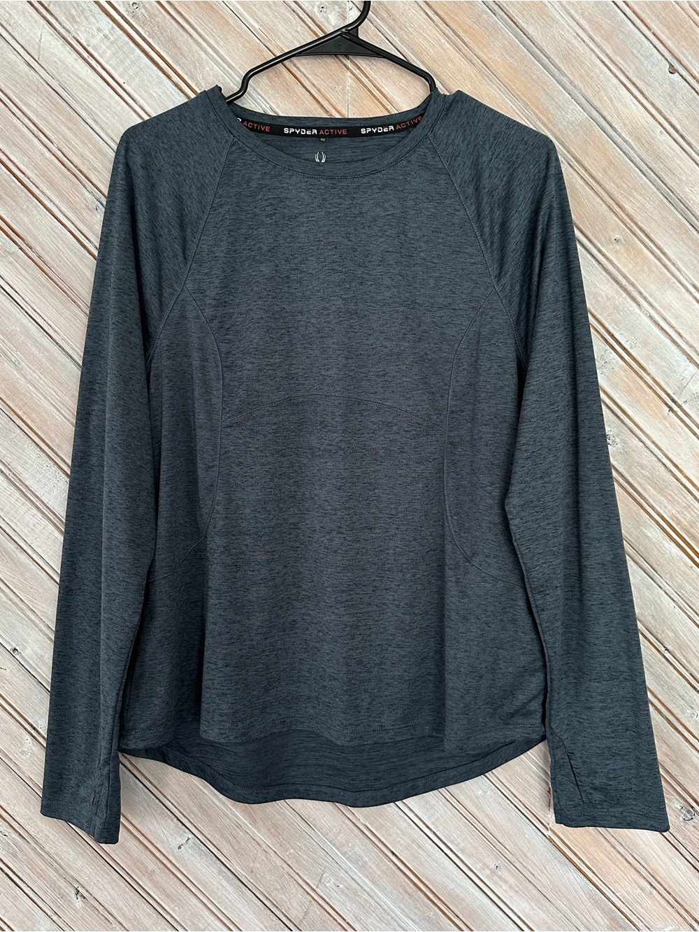 Spyder Women's Long Sleeve Crew Performance Top Charcoal Athletic Shirt
